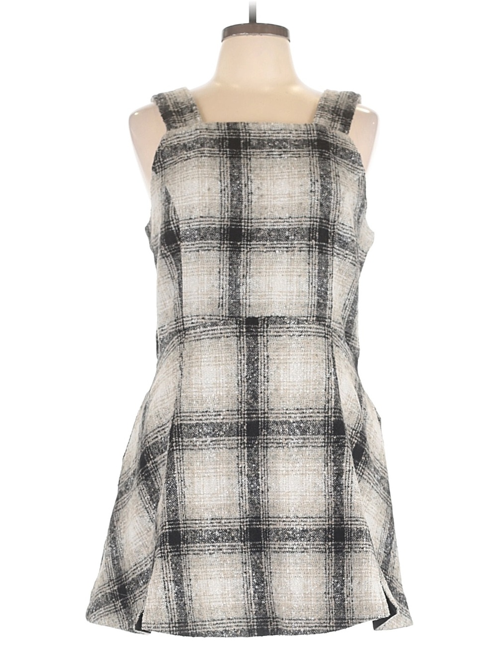 Anthropologie Size 12 Plaid Square-Neck Romper Dress 28% Wool